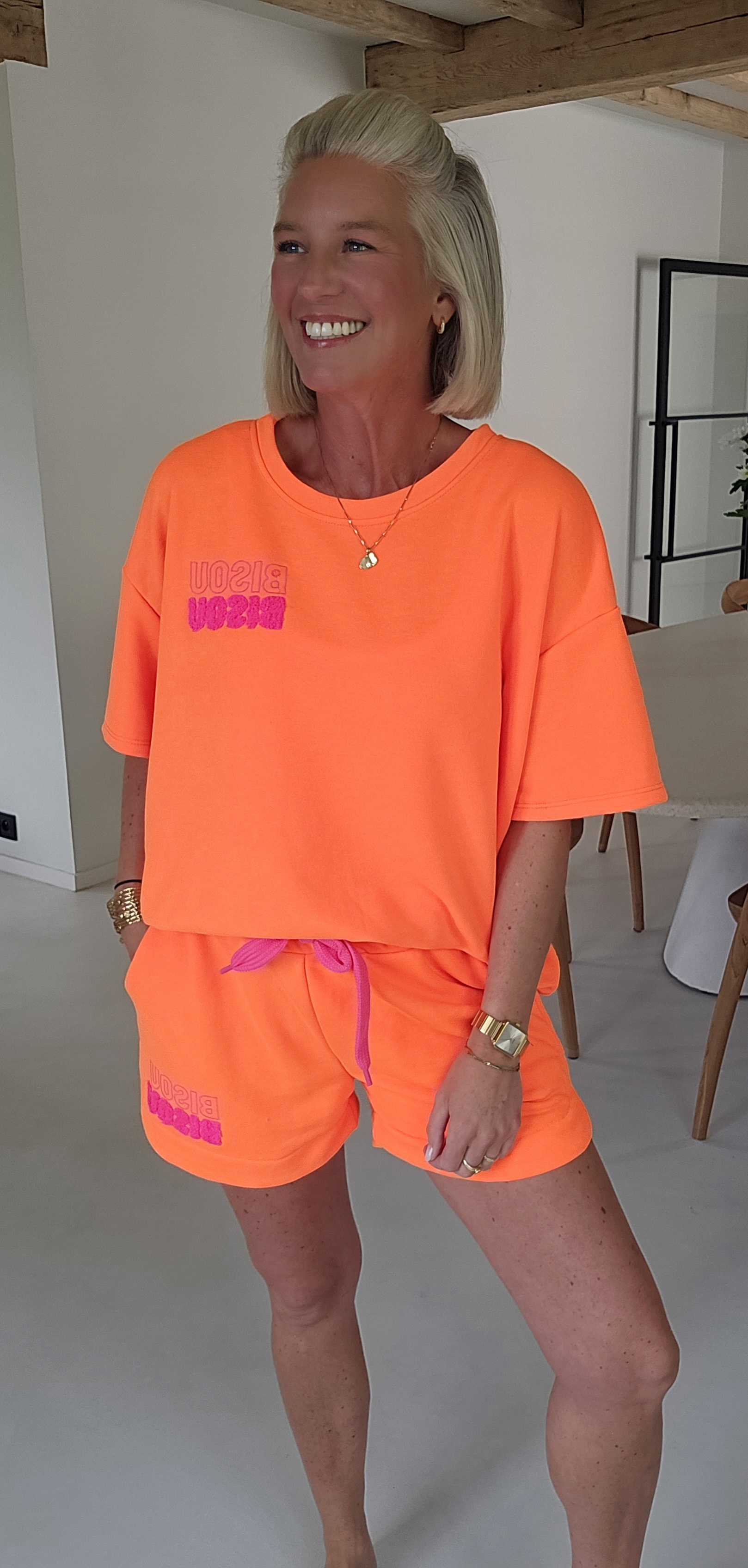 BISOUS sweatshirt set neon orange