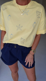 BEVIN cotton paperbag short navy