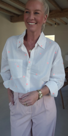 VALENTINE cotton shirt white neon pink