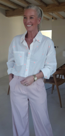 VALENTINE cotton shirt white neon pink