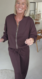 JUNA jogger sweat cardigan chocolat