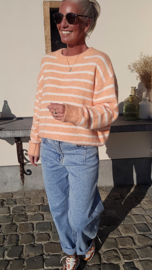 CANDY STRIPE soft knit orange ecru
