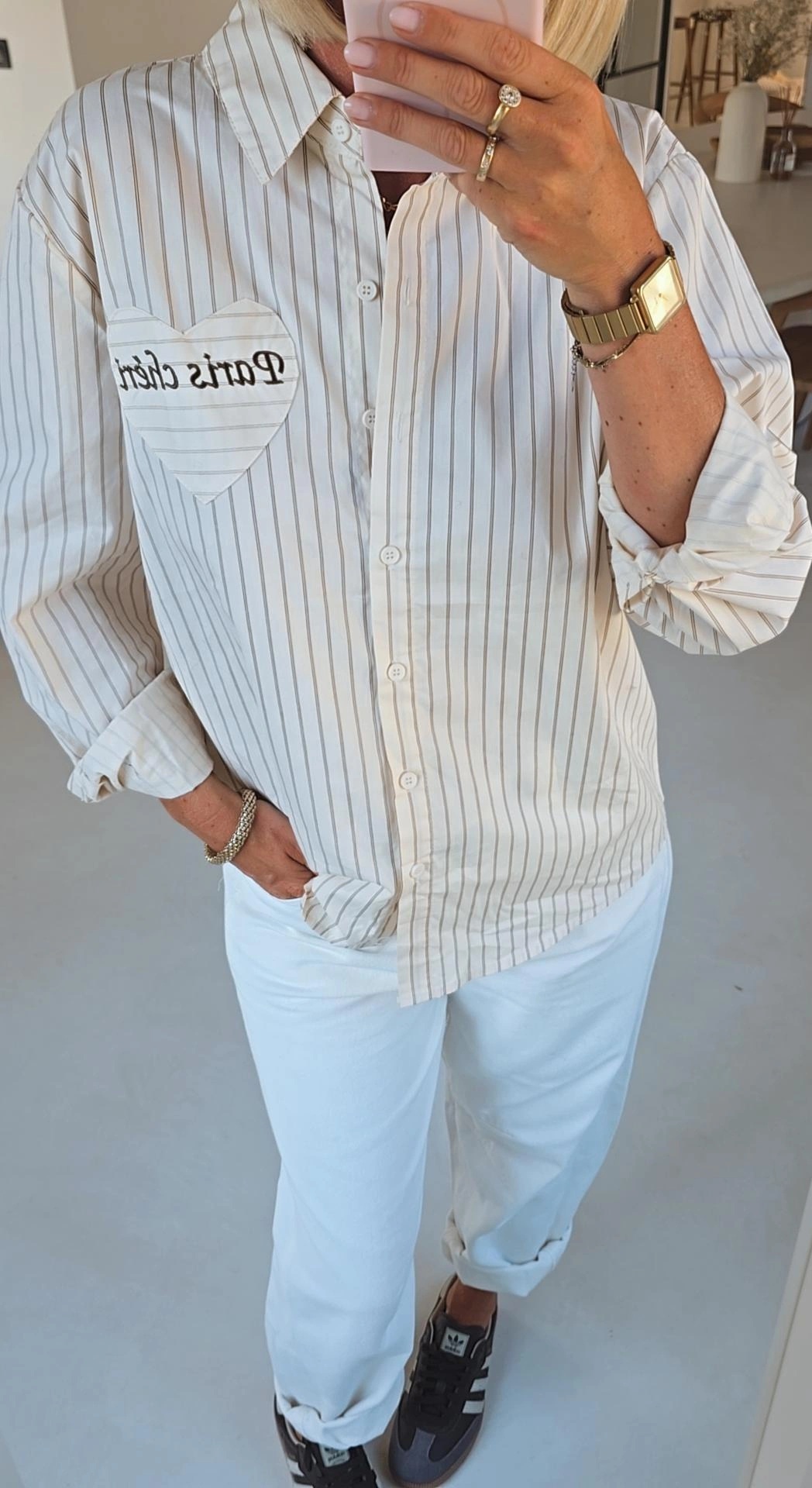 PARIS CHÉRI striped shirt beige