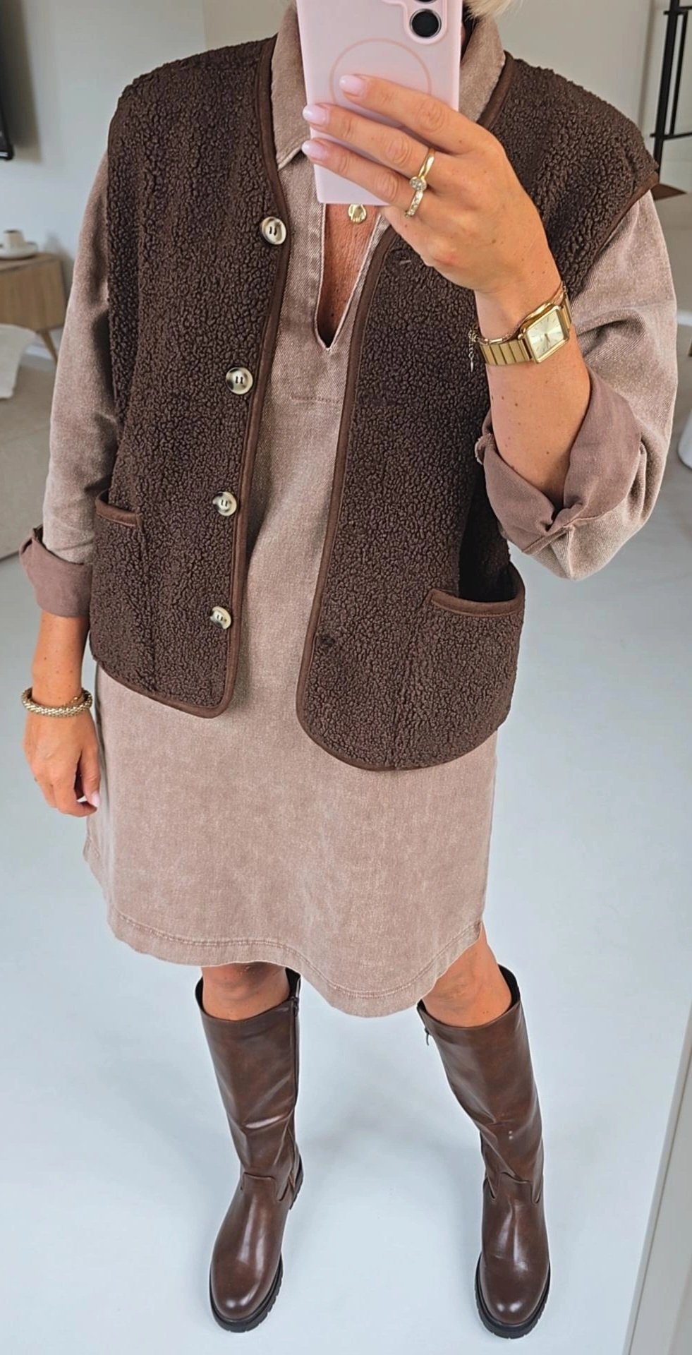 MELIA sleeveless teddy jacket chocolat