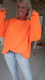 HAPPY LIFE sweatshirt neon orange (with key ring)