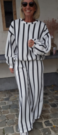 LUCIA striped cotton jogger pants white black