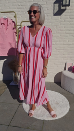 POSITANO maxi tetra dress striped raspberry
