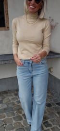 BASIC viscose turtleneck knit melêe beige