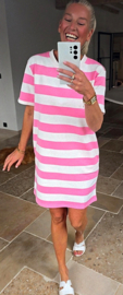 LILIA striped T-shirt dress pink