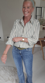 AMBER striped shirt bottle green