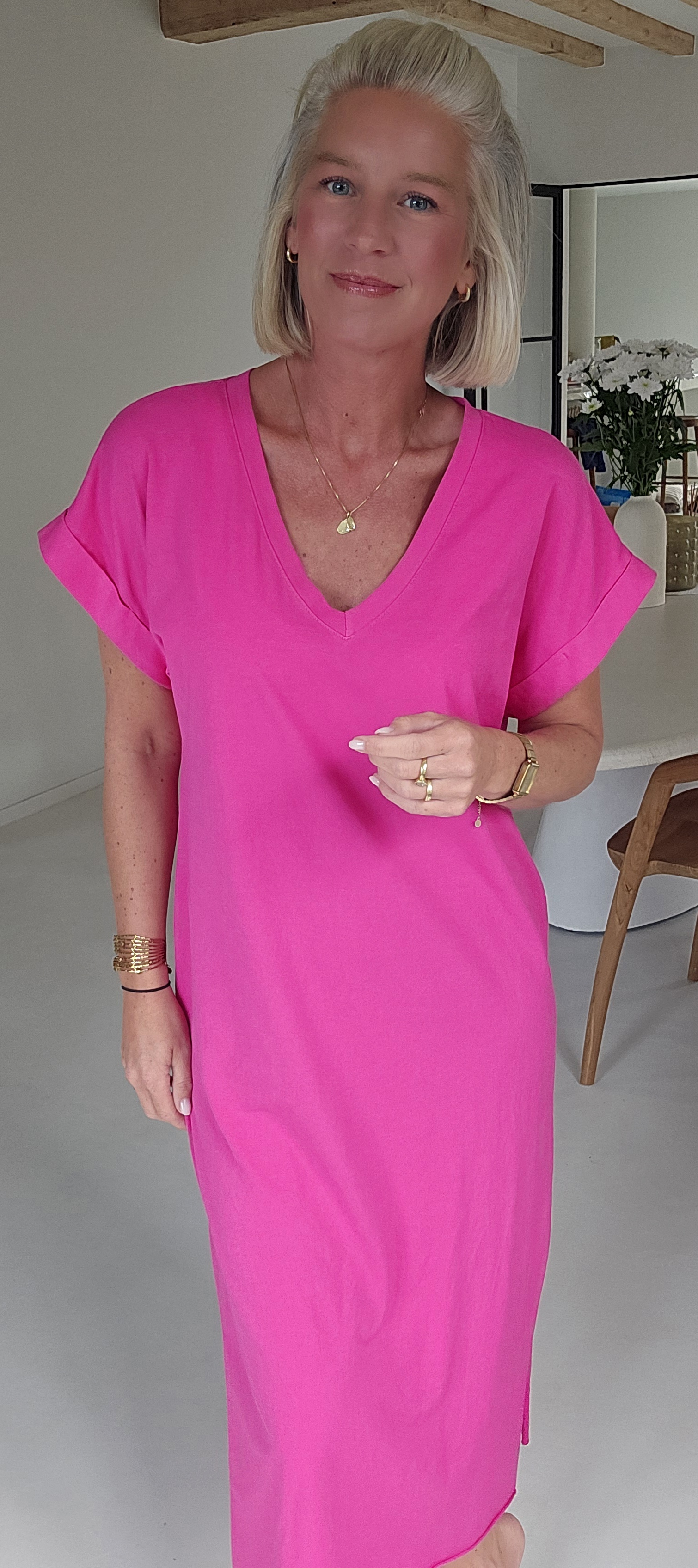 MELTE maxi T-shirt dress fuschia