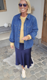MADIE satin maxi skirt navy