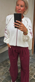 BIRTHE tetra blouse off-white / burgundy