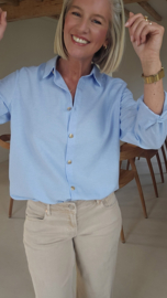ALIA cotton shirt blue golden buttons
