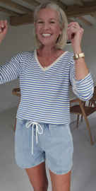 SOPHIA striped v-neck longsleeve royal blue