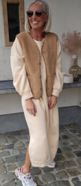 MELIA 3 sleeveless teddy jacket camel