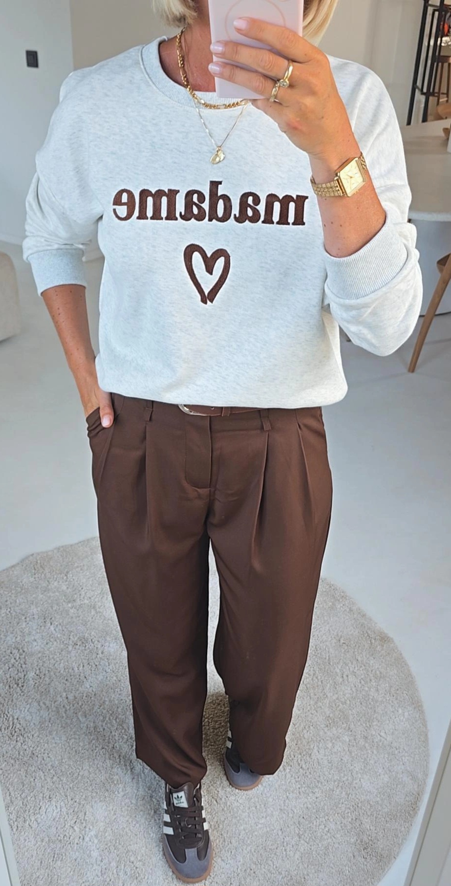MADAME cotton sweatshirt mêlee beige