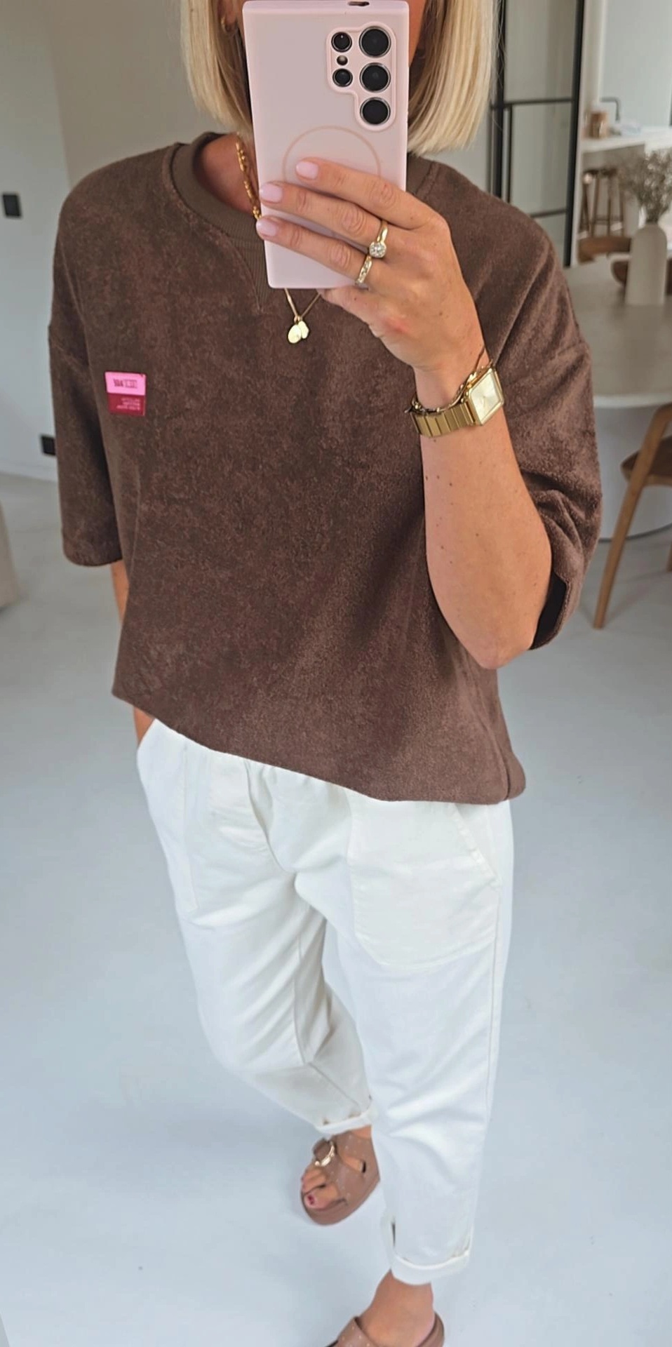 VINTAGE short-sleeved terry sweatshirt chocolat
