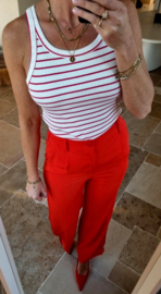 BASIC cotton striped top red