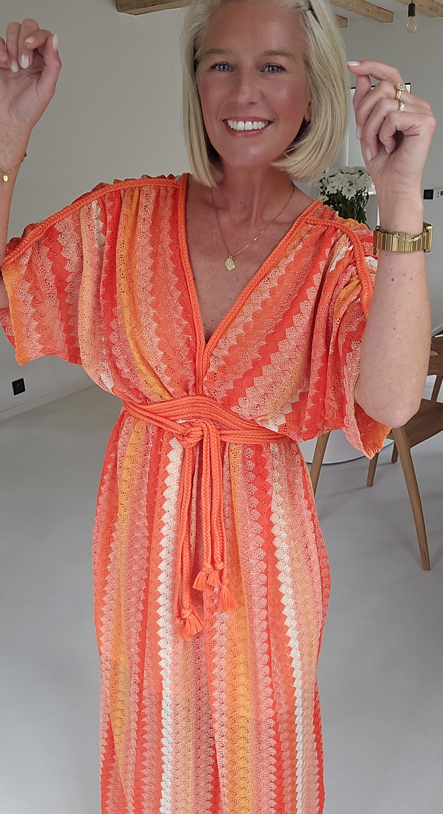 CANDICE maxi crochet dress orange