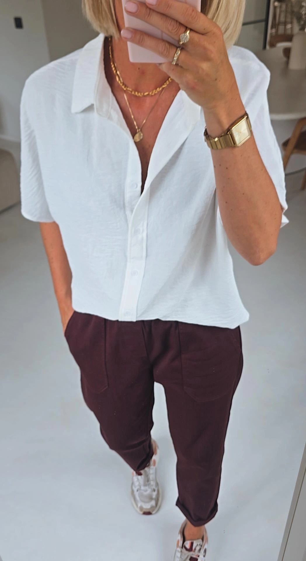 BEVIN cotton paperbag pants burgundy
