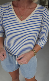 SOPHIA striped v-neck longsleeve royal blue