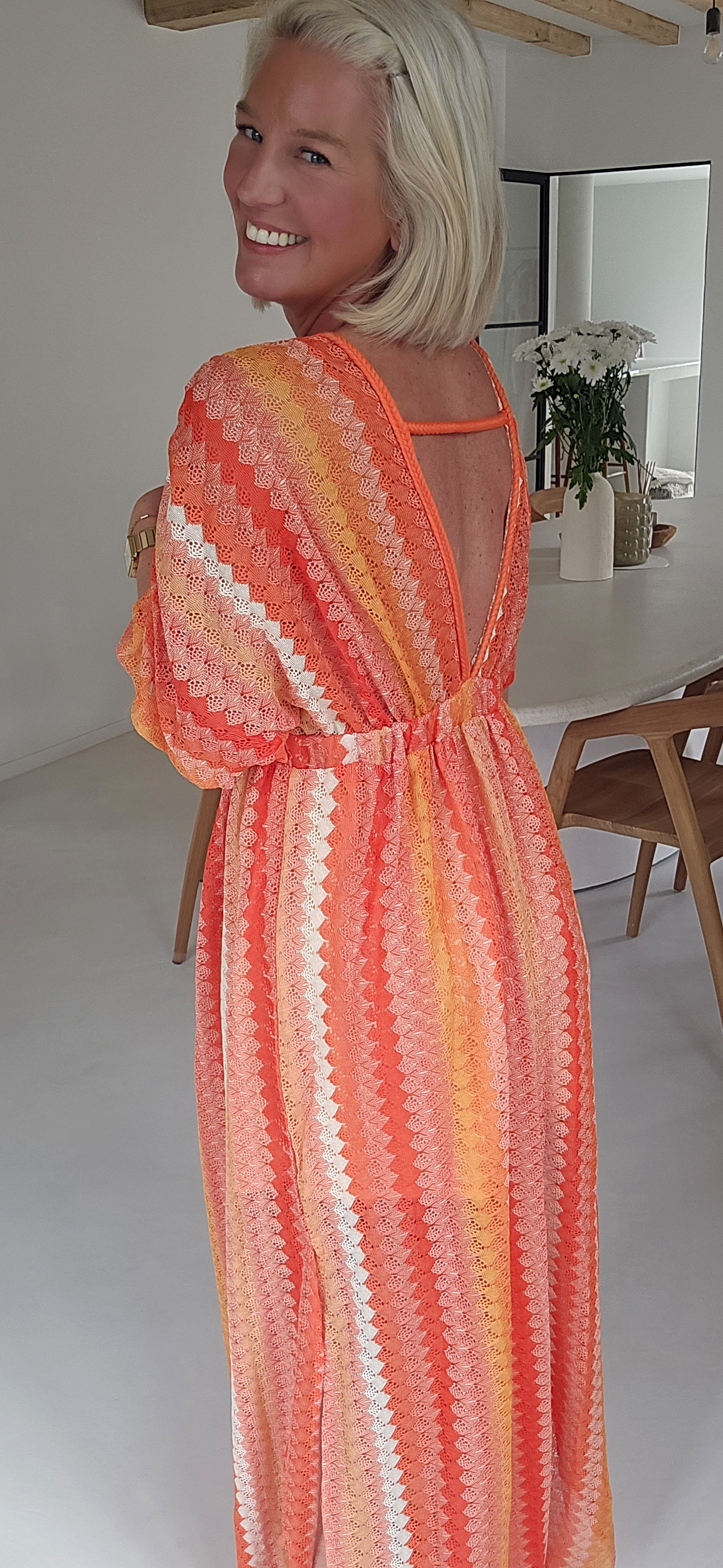 CANDICE maxi crochet dress orange