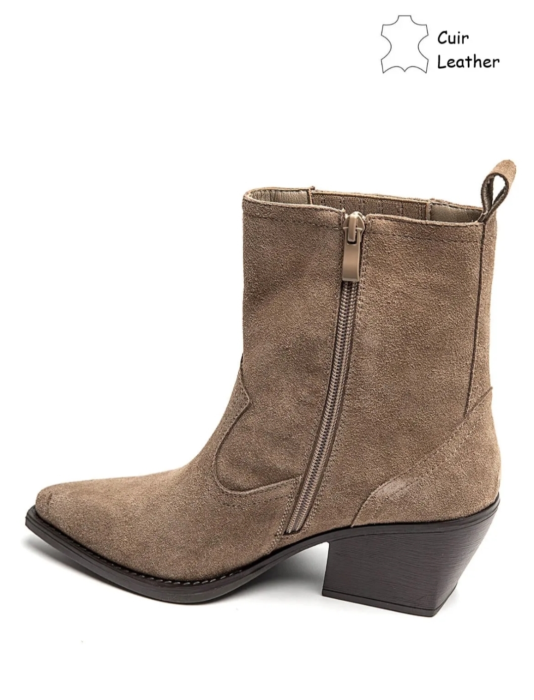 RUNE suede leather short boots taupe