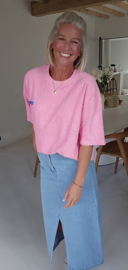 VINTAGE short-sleeved terry sweatshirt pink