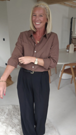 AVA basic cotton shirt chocolat