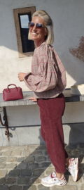CECE checkered blouse burgundy