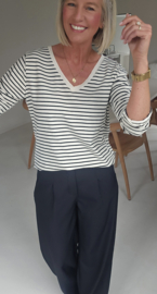 SOPHIA striped v-neck longsleeve black