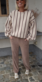 LUCIA striped cotton sweatshirt beige