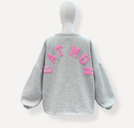 CATMOM fleece sweatshirt grey pink