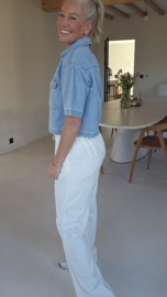 SAM short-sleeved cropped jeans shirt soft blue