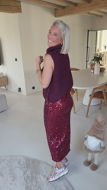 CHIQUE SPARKLE maxi wrap skirt burgundy