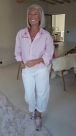 OUT OF THE OFFICE striped shirt pink