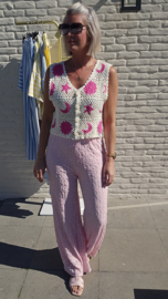 MOON AND STARS crochet cardigan fuschia