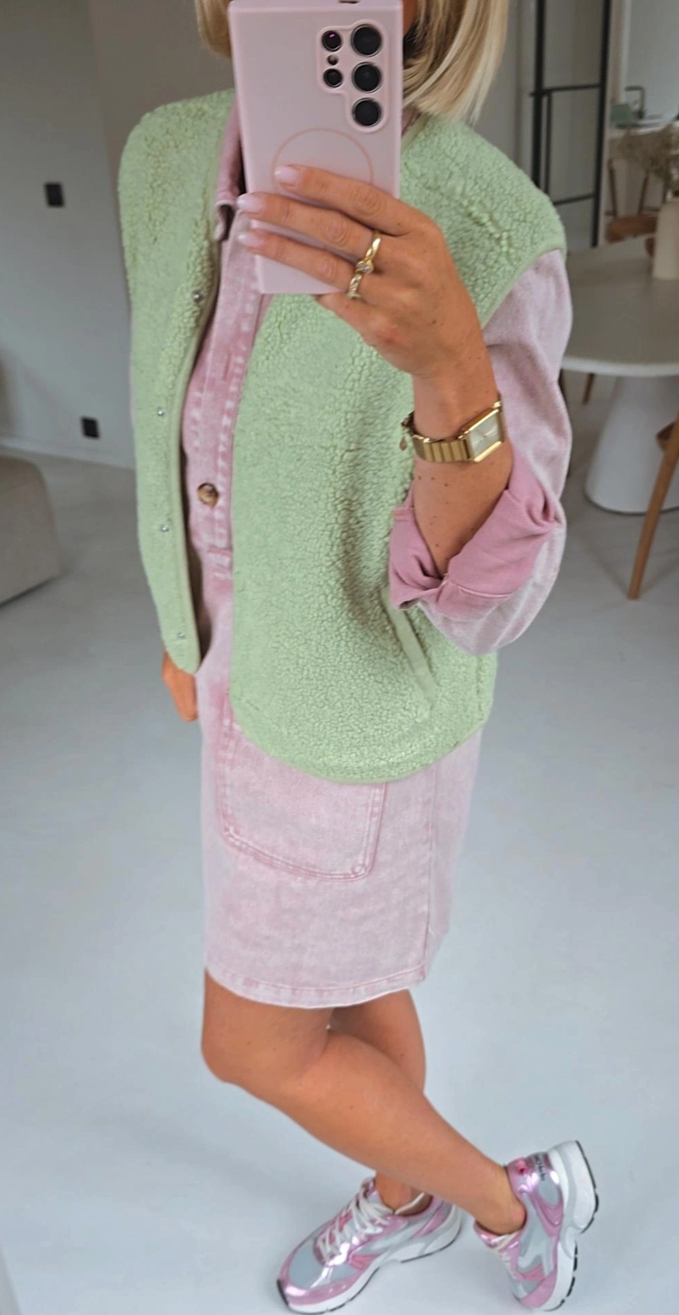 SIL sleeveless teddy jacket lime