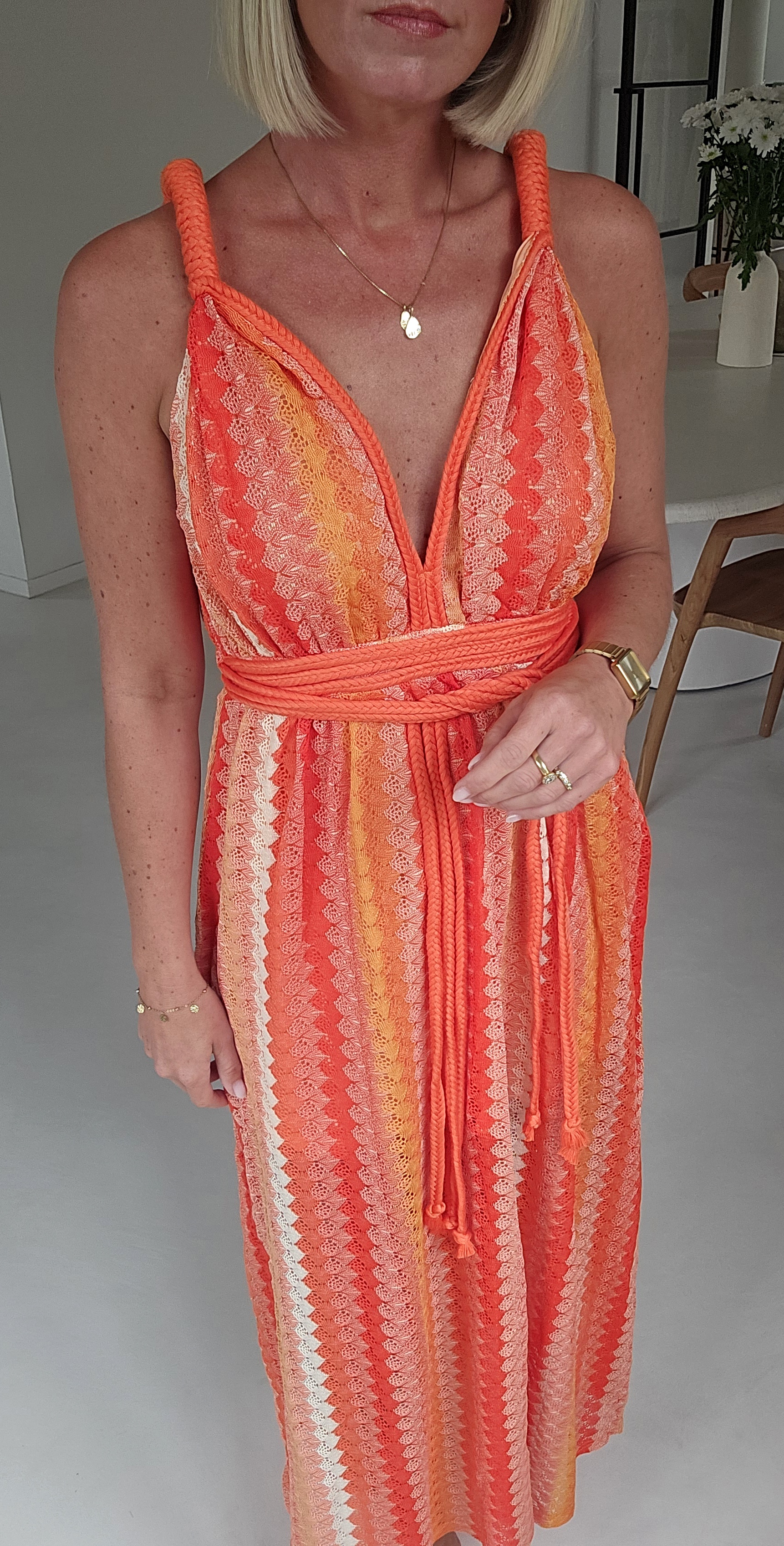 CANDICE 2 maxi crochet dress orange