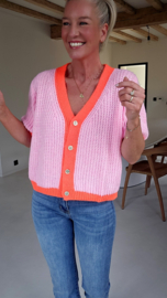 BESS short-sleeved cardigan candy pink