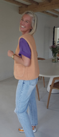 MELIA sleeveless teddy jacket peachy orange