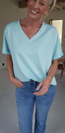 BRIA short-sleeved v-neck sweatshirt aqua