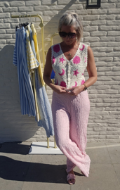 MOON AND STARS crochet cardigan fuschia