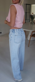 MEREL wide leg jeans soft blue drawstring