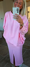 PRUE oversized sweatshirt curvy line pink