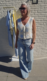 MOON AND STARS crochet cardigan blue