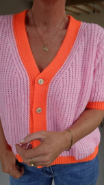 BESS short-sleeved cardigan candy pink