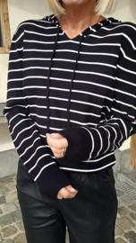 JOSJE striped knit hoodie black