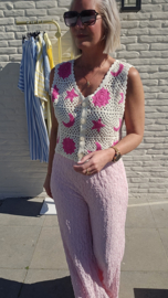 MOON AND STARS crochet cardigan fuschia